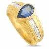 women Judith Ripka 18K Yellow Gold Diamond and Sapphire Ring