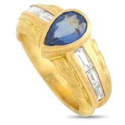 women Judith Ripka 18K Yellow Gold Diamond and Sapphire Ring