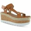 Marc Fisher LTD Gylian Womens Leather Square Toe Platform Sandals