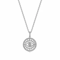 women Judith Ripka Little Jewels Silver White Topaz Evil Eye Pendant Necklace