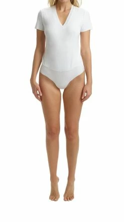 Commando women Essential Cotton Bodysuit Tee in White