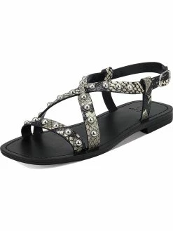 Marc Fisher LTD Fianna Womens Leather Snake Print Flat Sandals