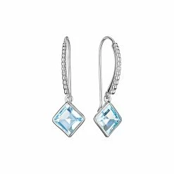 women Judith Ripka Water Colors Silver Blue Topaz Drop Earrings
