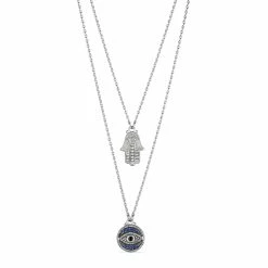 women Judith Ripka La Petite 14K Over Silver Gemstone Evil Eye & Hamsa Necklace