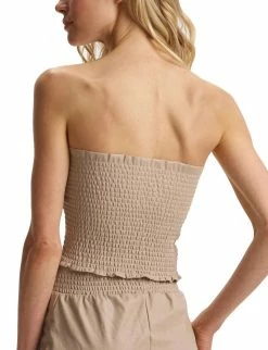 Commando women Faux Leather Smocked Tube Top in Sand -JUDITH RIPKA Shop 2e1ef84ad81b489b82a230ef22bfb132 1080x