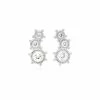 women Judith Ripka Lore Silver White Topaz 3-Stone Studs