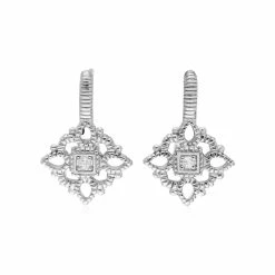 women Judith Ripka La Petite Silver White Topaz Earrings