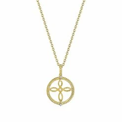 women Judith Ripka Little Jewels 14K Over Silver White Topaz Cross Pendant Necklace