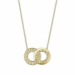 women Judith Ripka Aura 14K Over Silver White Topaz Interlocking Pendant Necklace