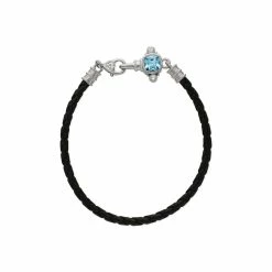 women Judith Ripka Silver & Leather 2.12 ct. tw. Gemstone Bracelet