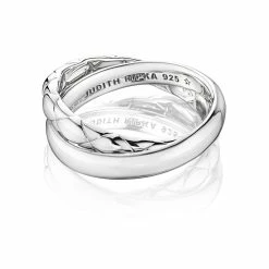 women Judith Ripka Aura Silver Two-Row Ring