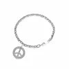 women Judith Ripka Little Jewels Silver White Topaz Peace Sign Bracelet