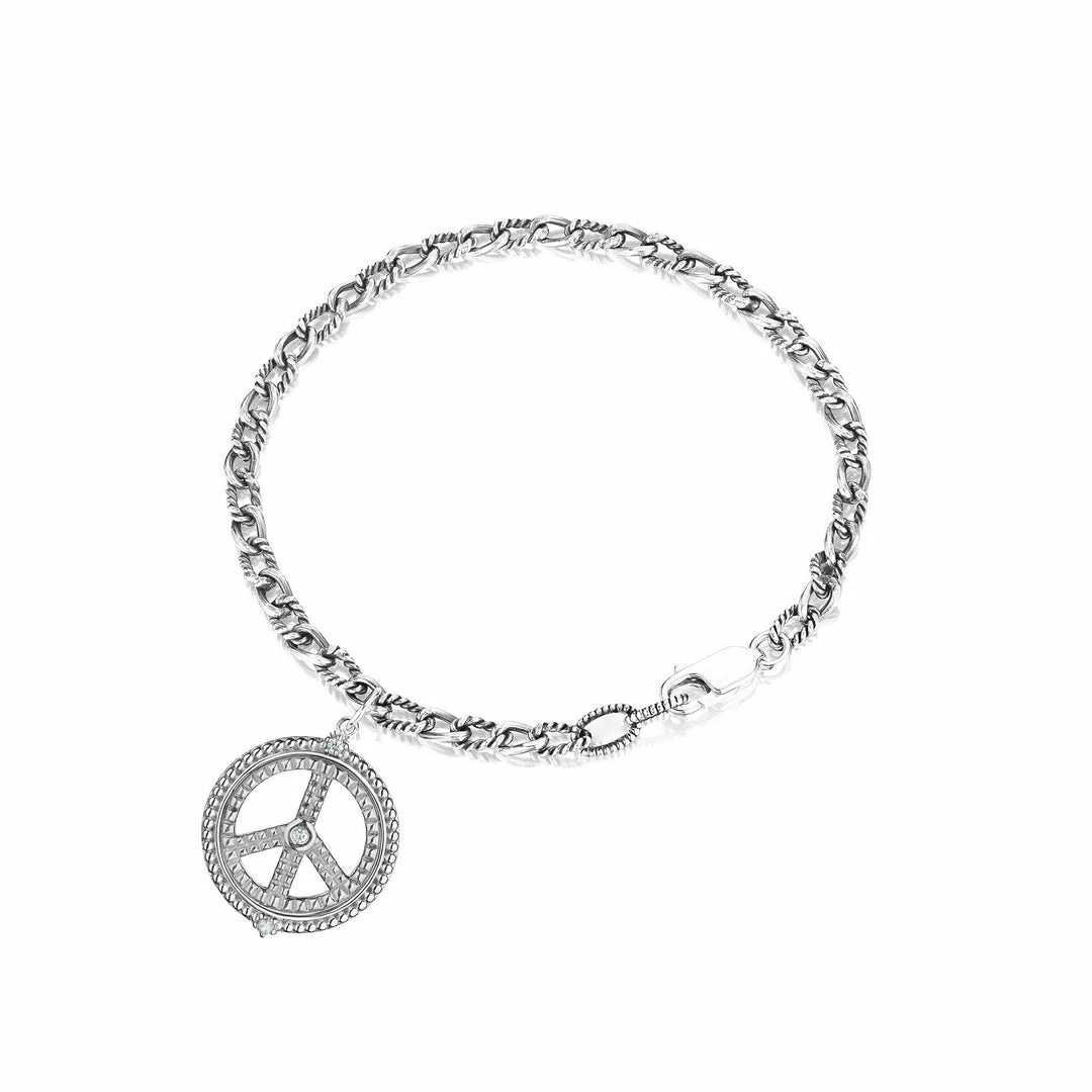 women Judith Ripka Little Jewels Silver White Topaz Peace Sign Bracelet 3 women Judith Ripka Little Jewels Silver White Topaz Peace Sign Bracelet