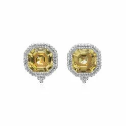 women Judith Ripka Estate Silver CZ Earrings