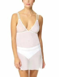 Commando Women'S Chic Mesh Babydoll Dress in White