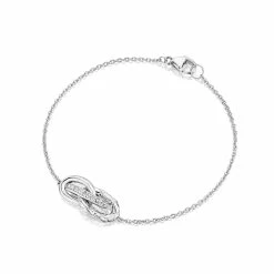 women Judith Ripka Aura Silver White Topaz Knot Link Bracelet