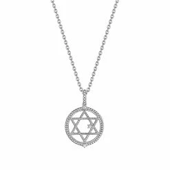 women Judith Ripka Little Jewels Silver White Topaz Star of David Pendant Necklace