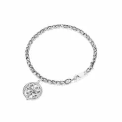 women Judith Ripka Little Jewels Silver White Topaz Heart Clover Bracelet