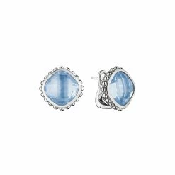 women Judith Ripka Checkerboard Silver Crystal Earrings