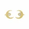 women Judith Ripka Little Jewels 14K Over Silver White Topaz Moon Studs