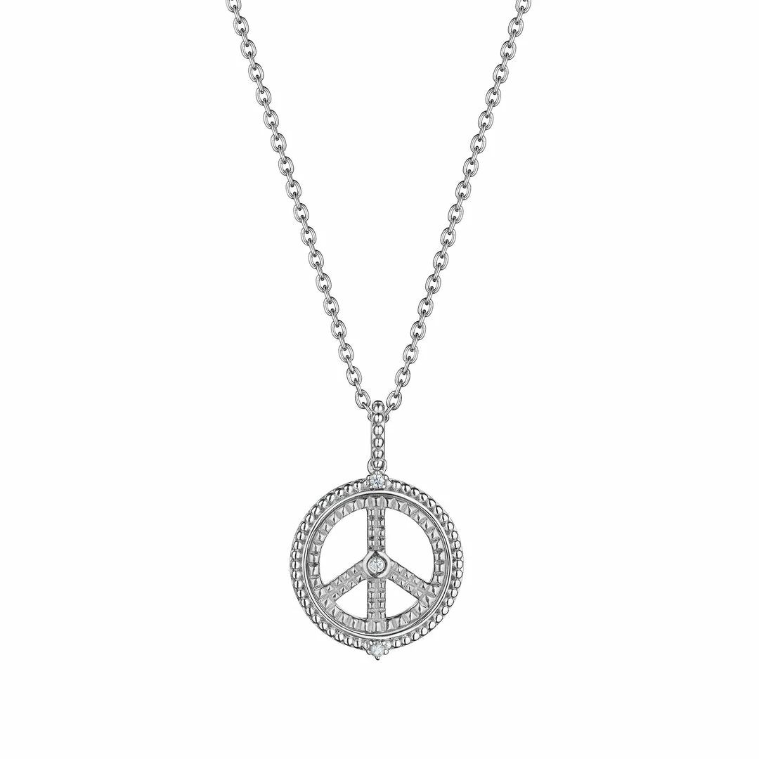 women Judith Ripka Little Jewels Silver White Topaz Peace Sign Pendant Necklace 3 women Judith Ripka Little Jewels Silver White Topaz Peace Sign Pendant Necklace