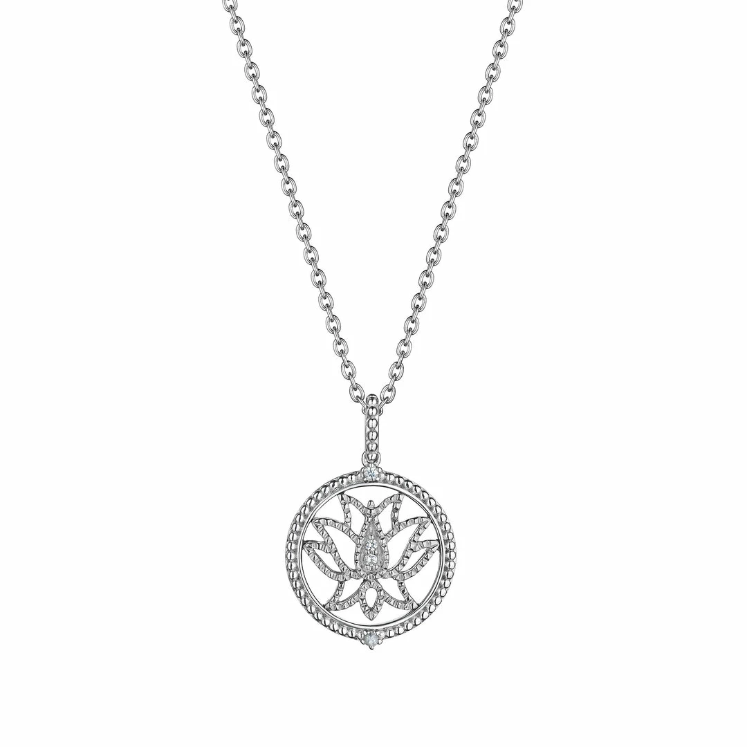 women Judith Ripka Little Jewels Silver White Topaz Lotus Flower Pendant Necklace 3 women Judith Ripka Little Jewels Silver White Topaz Lotus Flower Pendant Necklace