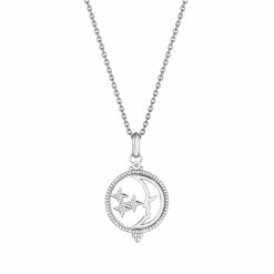 women Judith Ripka Little Jewels Silver White Topaz Moon & Star Necklace
