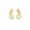 women Judith Ripka Lore 14K Over Silver White Topaz 3-Stone Studs