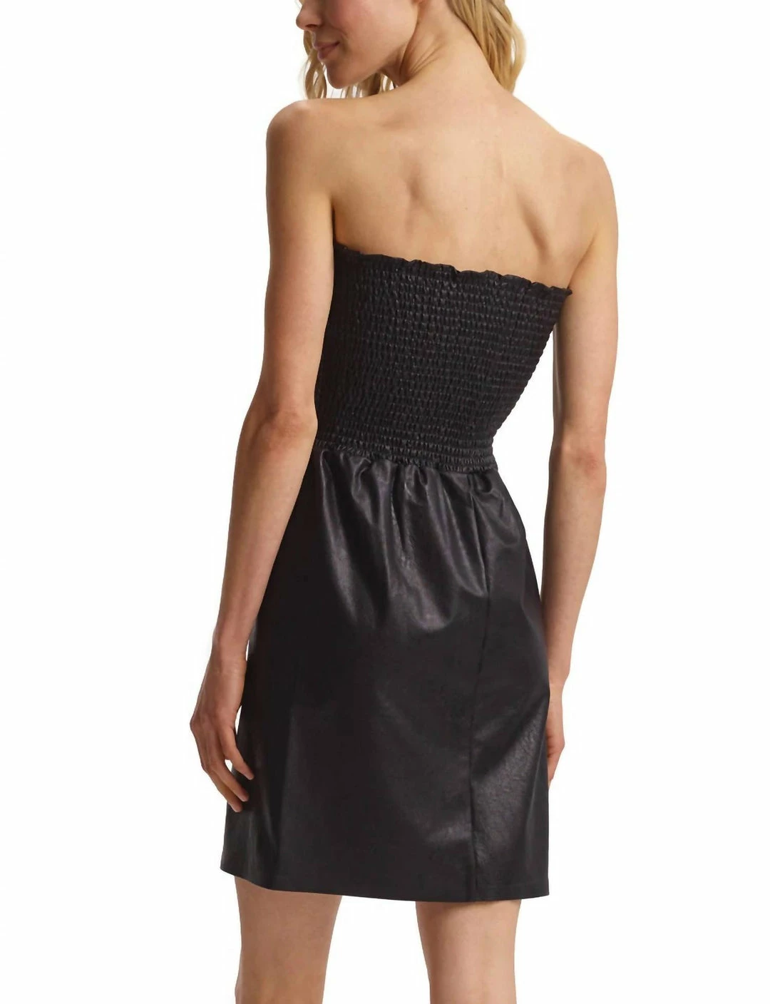 Commando women Faux Leather Smocked Dress in Black 4 Commando women Faux Leather Smocked Dress in Black - Image 2