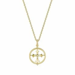 women Judith Ripka Little Jewels 14K Over Silver White Topaz Cross Charm Necklace