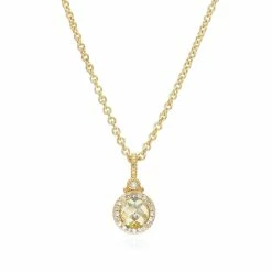 women Judith Ripka La Petite 14K Over Silver White Topaz CZ Pendant Necklace