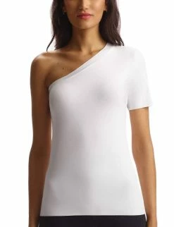 Commando women Essential Cotton One-Shoulder Tee in White
