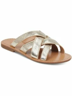 Marc Fisher LTD Roony Womens Leather Metallic Slide Sandals