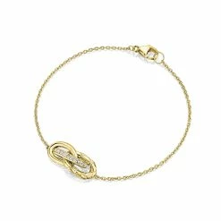 women Judith Ripka Aura 14K Over Silver White Topaz Knot Link Bracelet