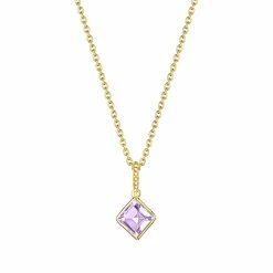 women Judith Ripka Water Colors 14K Over Silver Amethyst Square Pendant Necklace