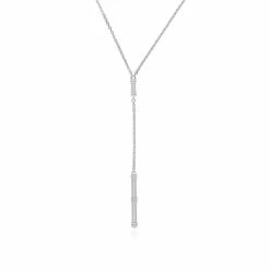 women Judith Ripka Estate Silver White Topaz Pave Bar Necklace