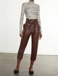 Commando women Faux Leather Paper Bag Pant in Oxblood