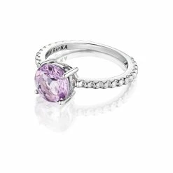 women Judith Ripka Water Colors Silver Amethyst Round Ring