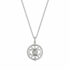 women Judith Ripka Little Jewels Silver White Topaz Evil Eye Charm Necklace