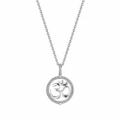 women Judith Ripka Little Jewels Silver White Topaz Om Charm Necklace