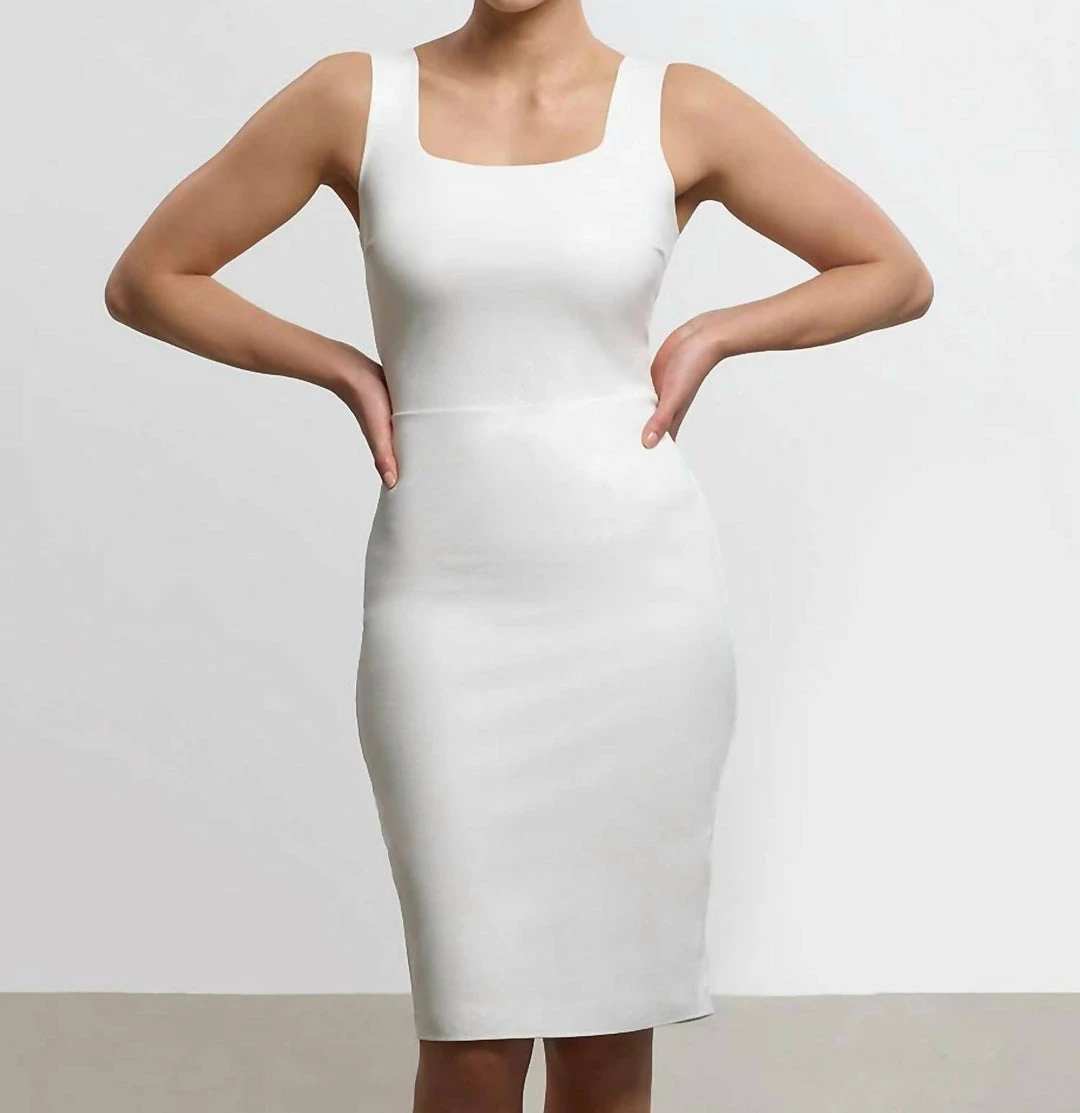 Commando women Faux Leather Square Neck Dress in White 3 Commando women Faux Leather Square Neck Dress in White