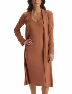 Commando women Luxury Rib Lounge Cardigan in Ochre