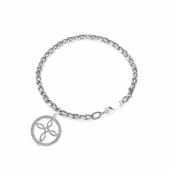 women Judith Ripka Little Jewels Silver White Topaz Open Cross Bracelet