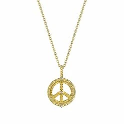 women Judith Ripka Little Jewels 14K Over Silver White Topaz Peace Sign Pendant Necklace