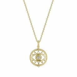 women Judith Ripka Little Jewels 14K Over Silver White Topaz Evil Eye Charm Necklace