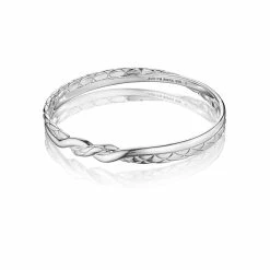 women Judith Ripka Aura Silver Twisted Bangle Bracelet