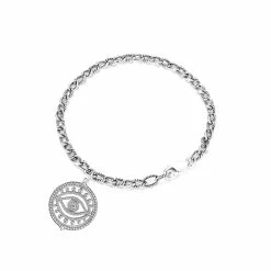 women Judith Ripka Little Jewels Silver White Topaz Evil Eye Bracelet